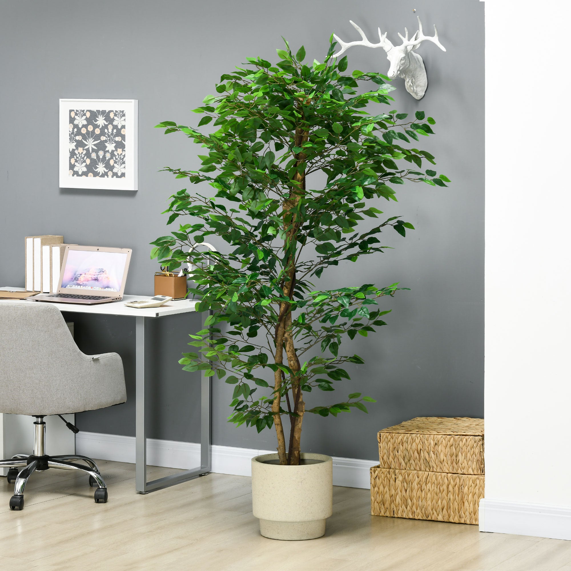 Artificial Ficus Tree 6FT – Indoor Faux Floor Plant in Pot for Home & Office Décor