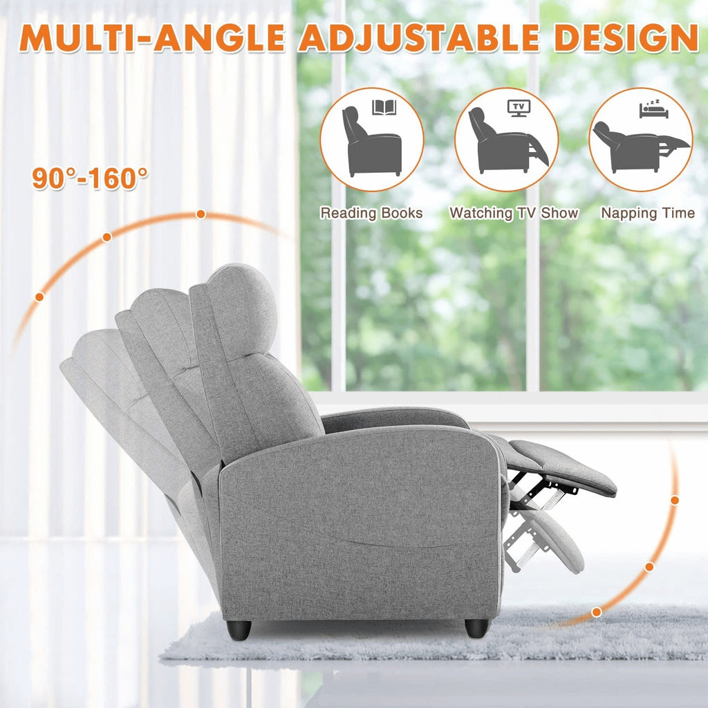 Manual Lounge Chair – Adjustable Recliner with Massage & Heating