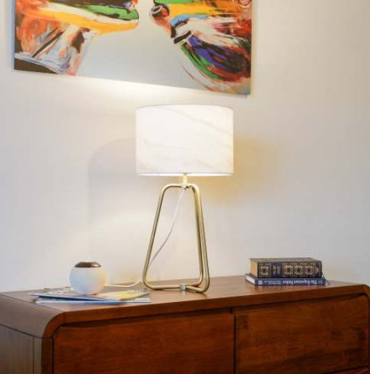 Modern Marble Table Lamp with Bronze Base – Stylish Desk & Bedside Lighting