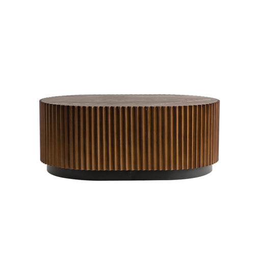 Handcrafted Round Nesting Coffee Table Set of 2 – Modern Wooden Center Tables with Wave Stripe Edge