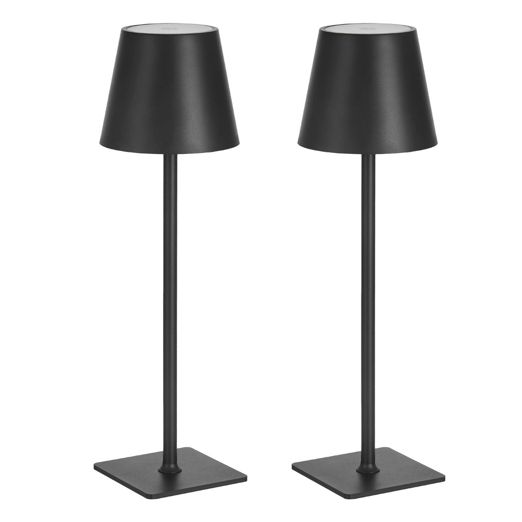 Cordless Table Lamp 2-Pack – Rechargeable LED Desk Lamps with 5200mAh Battery (Black)