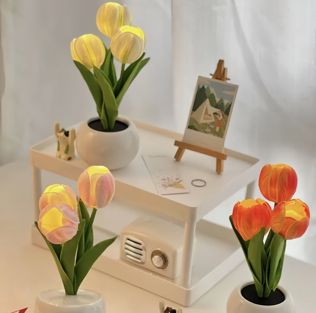 Tulip Lamp - LED Replica Tulip Table Lamp With Flower Vase For Desktop Decoration,Suitable For Home,living Room,desktop Decoration,holiday Gifts,atmosphere Decoration Lamps,Powered By USB
