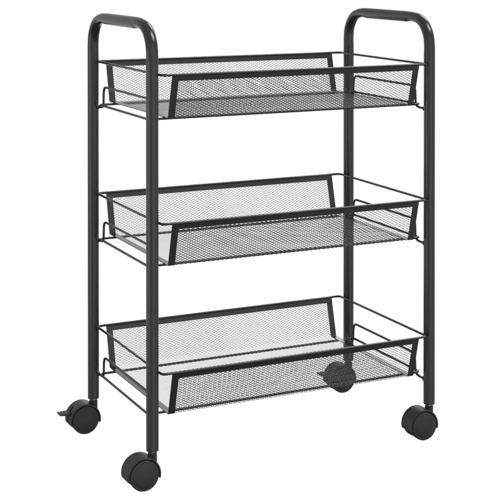 3-Tier Kitchen Trolley Cart with Wheels – Metal Rolling Storage Organizer (46 cm)