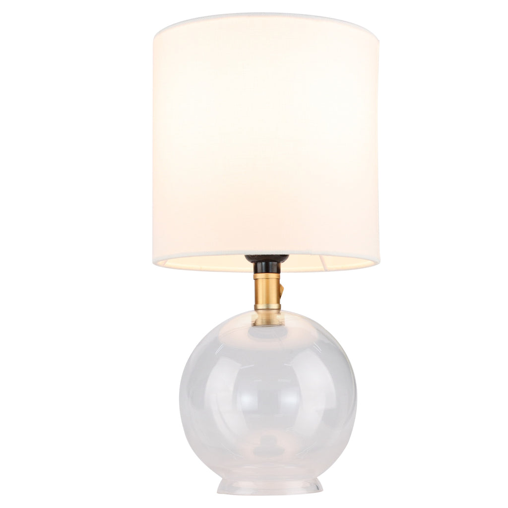 Small Glass Table Lamp for Bedroom – Minimalist Bedside Nightstand Desk Lamp with Fabric Shade