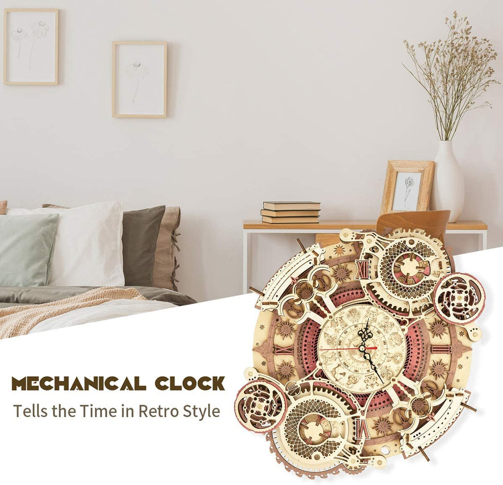 Zodiac Wall Clock – Robotime ROKR Time Art 3D Wooden Puzzle Clock Model Kit
