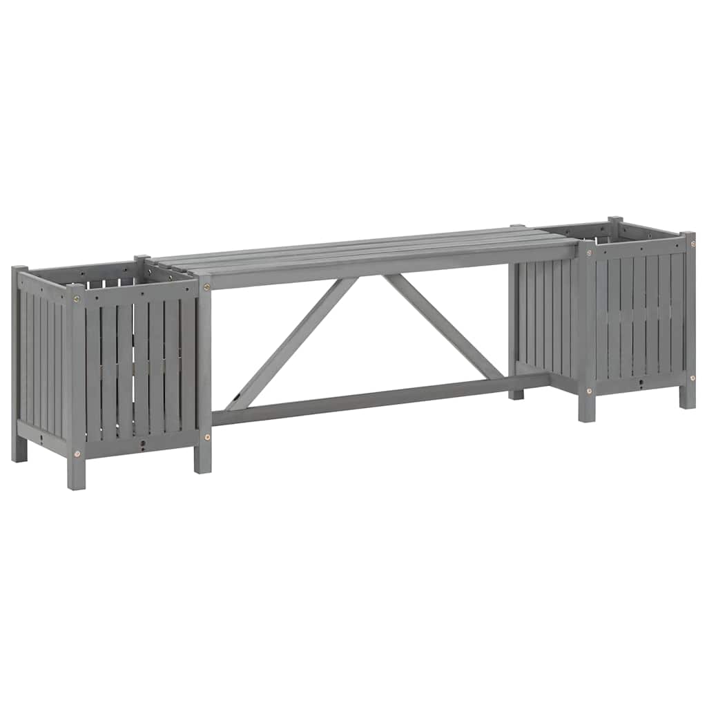 Garden Bench with Built-In Planters – 150 cm Solid Acacia Wood Outdoor Bench