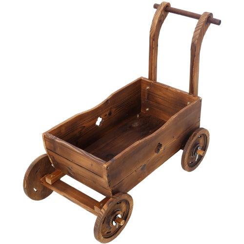Wooden Wagon Planter Box – Mobile Garden Flower Cart for Indoor & Outdoor Decor