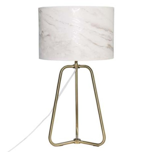 Modern Marble Table Lamp with Bronze Base – Stylish Desk & Bedside Lighting
