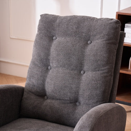 Accent Rocking Chair with Footrest – High Back Upholstered Lounge Rocker with Rubber Wood Legs