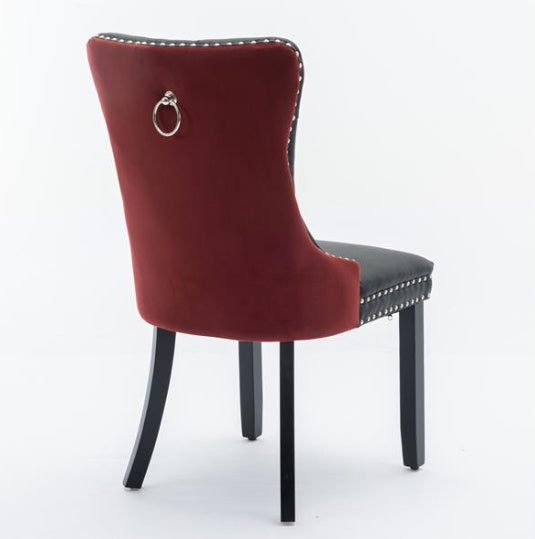 Modern Tufted Dining Chair Set of 2 – Solid Wood Frame, PU & Velvet Upholstery