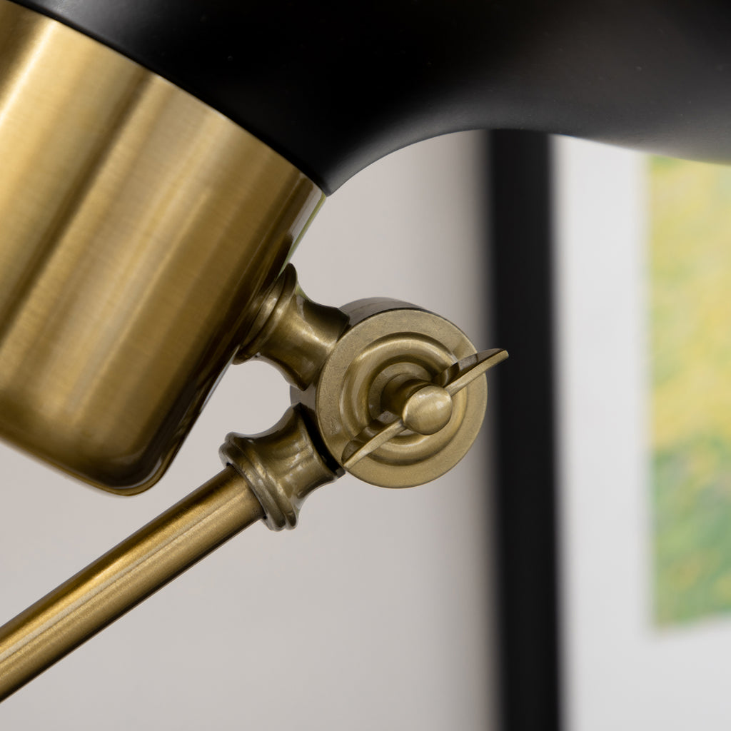 Adjustable Floor Lamp for Living Room – Modern Industrial Standing Lamp (Black & Gold)