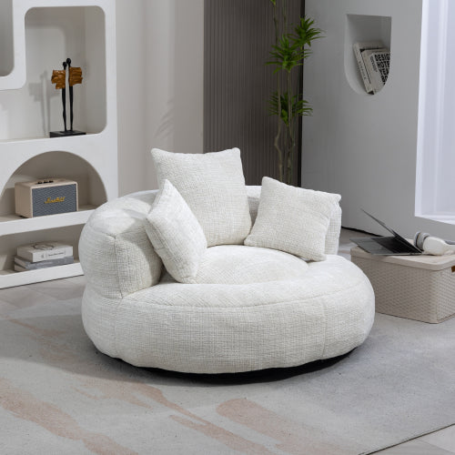 COOLMORE Lazy Sofa Bean Bag Chair – High Back Chenille Lounge Chair with Pillows for Bedroom, Living Room & Gaming (Beige)