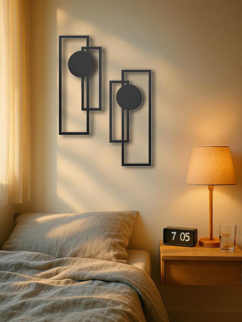 2-Piece Metal Wall Art Set – Minimalist Abstract Geometric Vertical Wall Décor