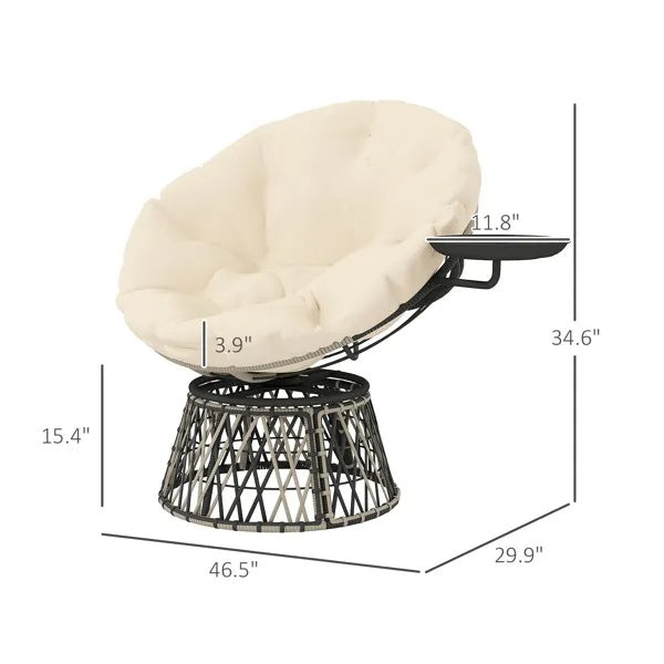 Rattan Rocking Chair with 360° Swivel & Side Tray – Comfortable Indoor & Outdoor Seating