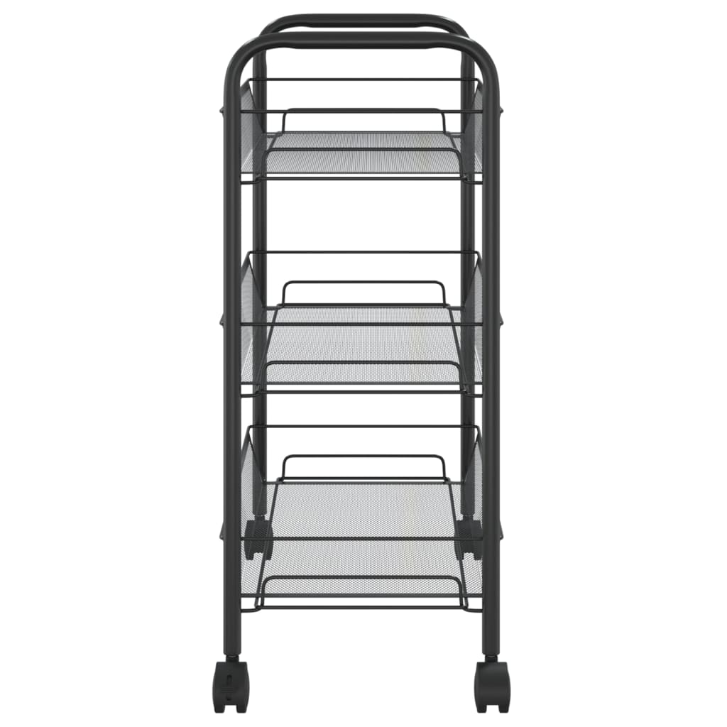 3-Tier Kitchen Trolley Cart with Wheels – Metal Rolling Storage Organizer (46 cm)