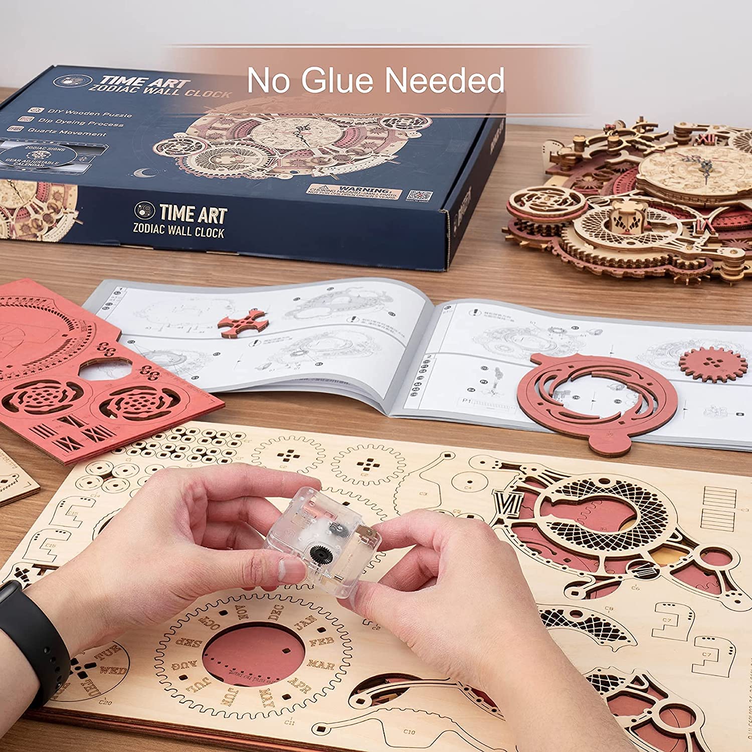 Zodiac Wall Clock – Robotime ROKR Time Art 3D Wooden Puzzle Clock Model Kit