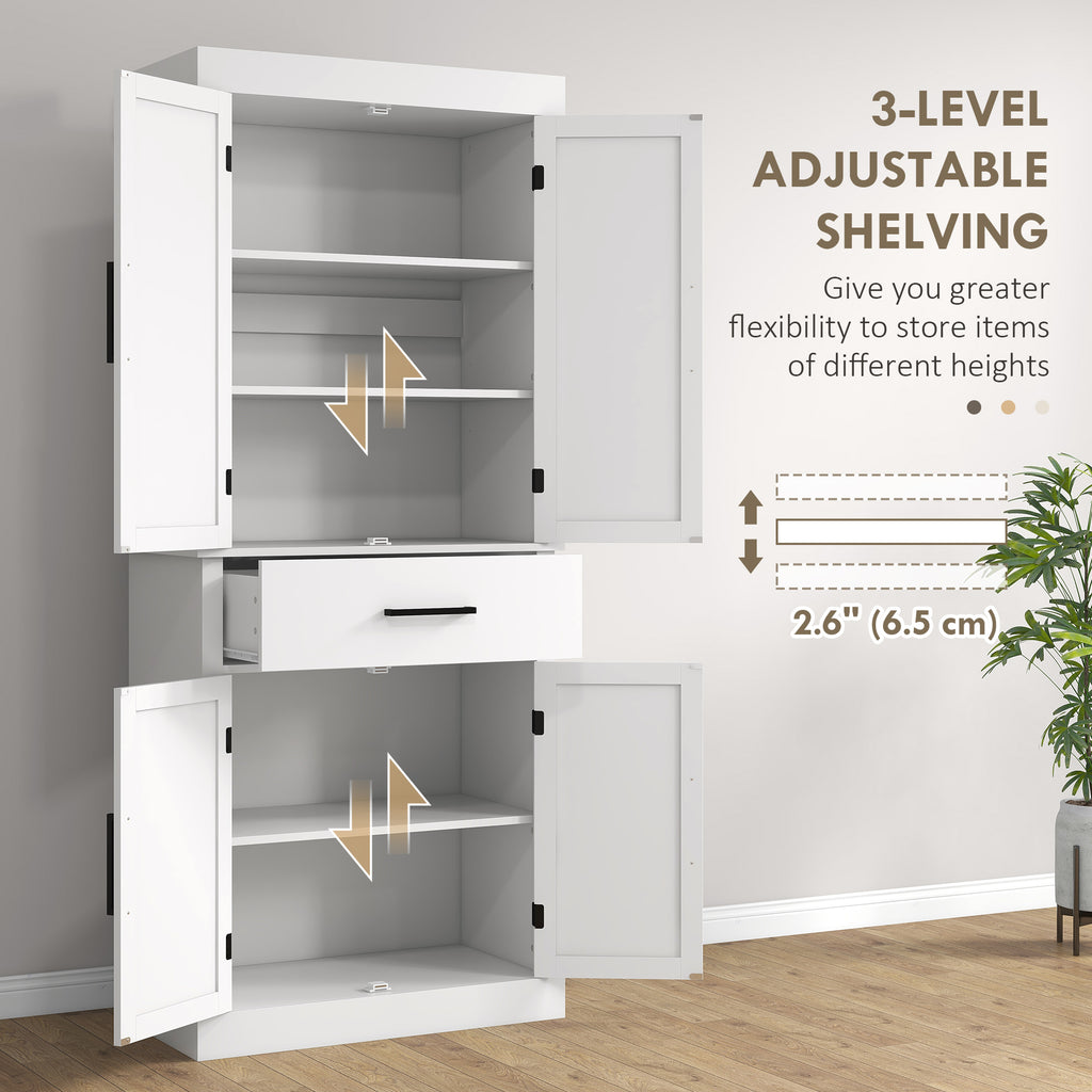Tall Kitchen Pantry Cabinet with Barn Doors & Adjustable Shelves – Farmhouse Storage Cabinet