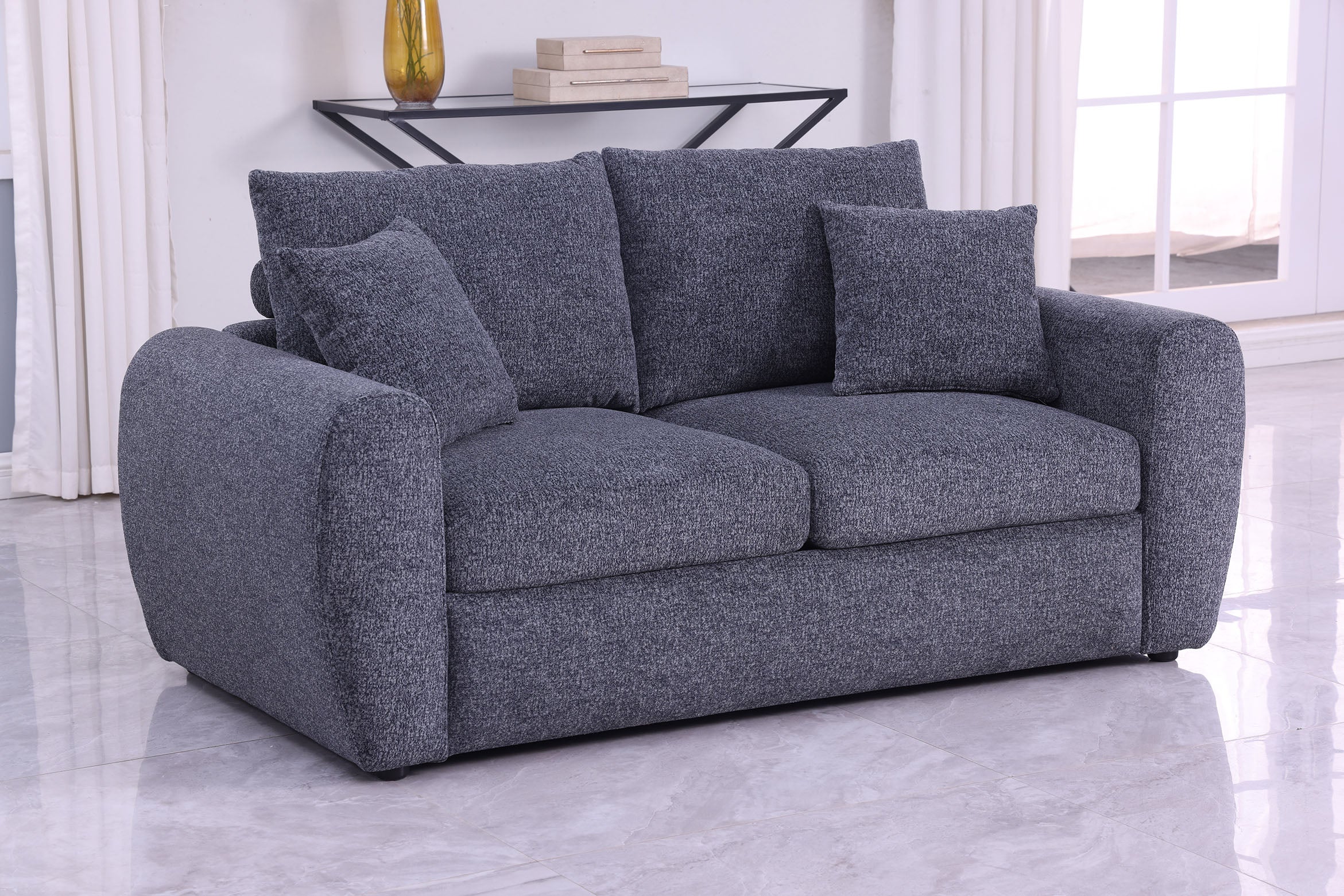 Modern Minimalist Comfortable Compressed Grey Sofa – 2 Seater