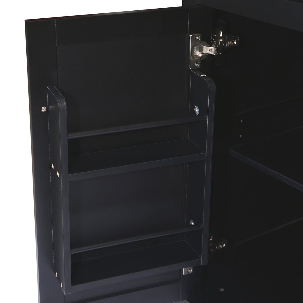 Kitchen Cart with Rubberwood Drop-Leaf Countertop & Storage Cabinet – Rolling Kitchen Island on Wheels, Black
