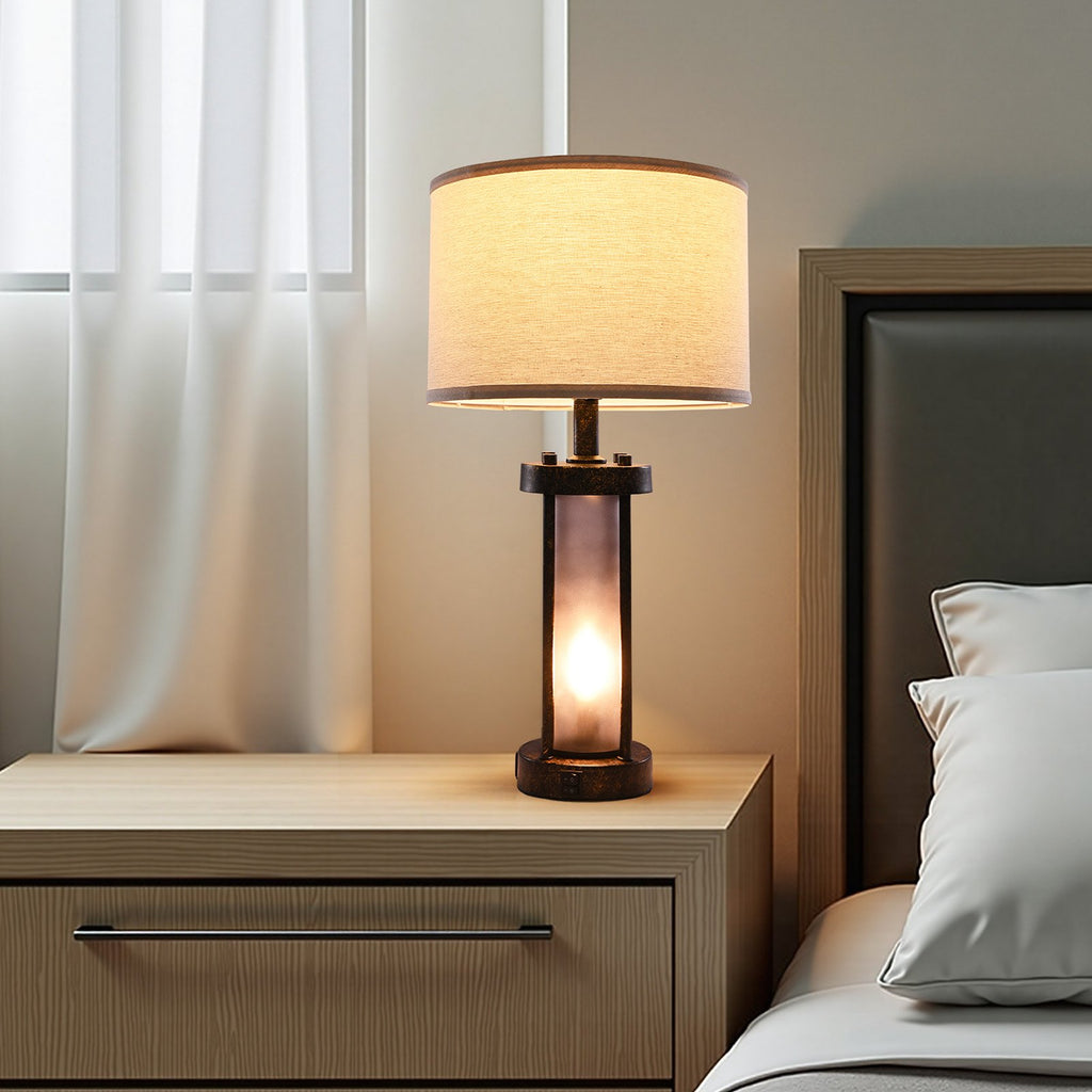 Table Lamps Set of 2 – Farmhouse Bedside Nightstand Lamps with USB Ports