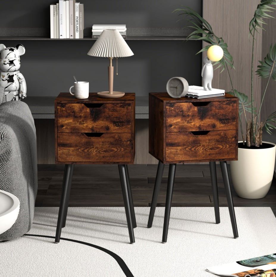 Modern nightstand with 2 drawers bedside table design