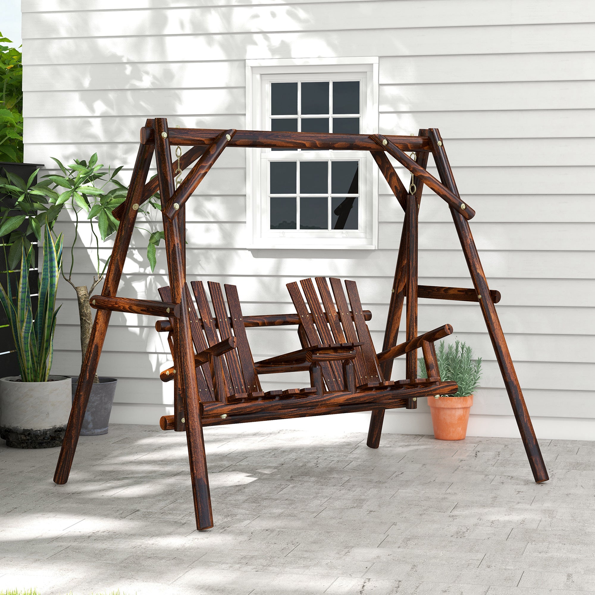 Adirondack outdoor swing chair for patio porch garden and backyard seating