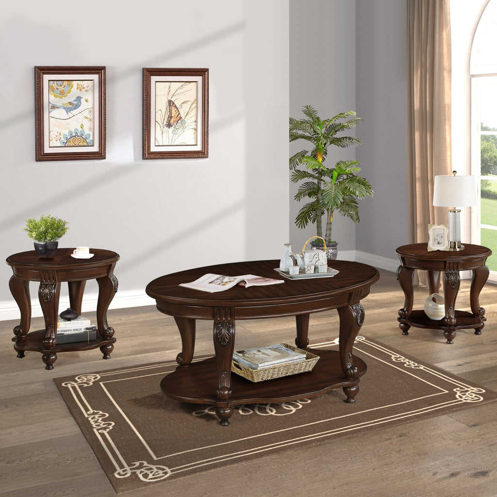  oval wood coffee table with 2 tier storage shelf