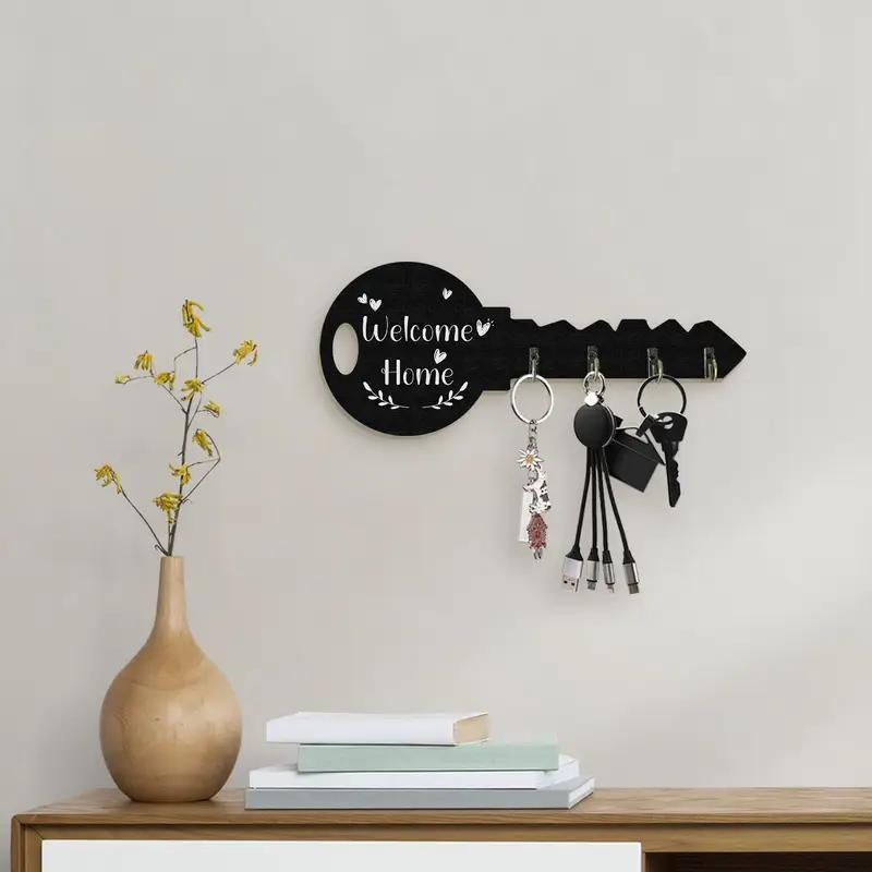 Retro wooden key holder wall hook for home entryway