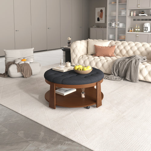 Round footstool coffee table ottoman for living room modern compact furniture