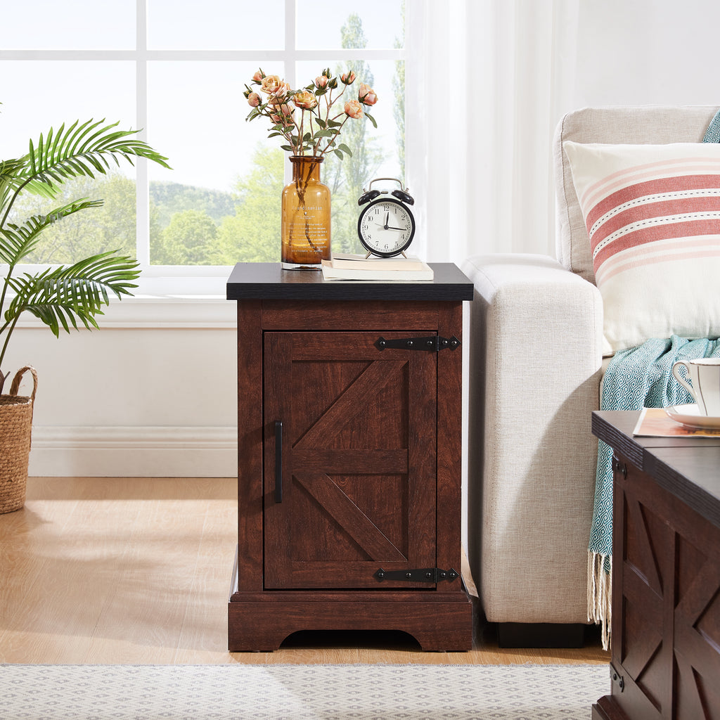 Rustic rectangular sofa side table wooden end table for living room
