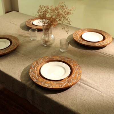 Wooden charger plate rustic table setting decor for dining and events