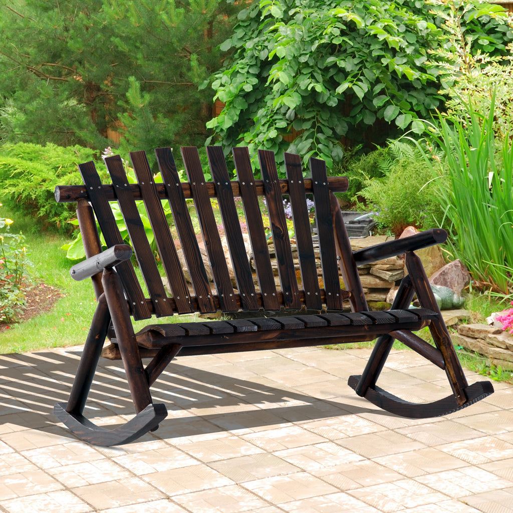 Classic wooden rocking chair high back porch and living room rocker
