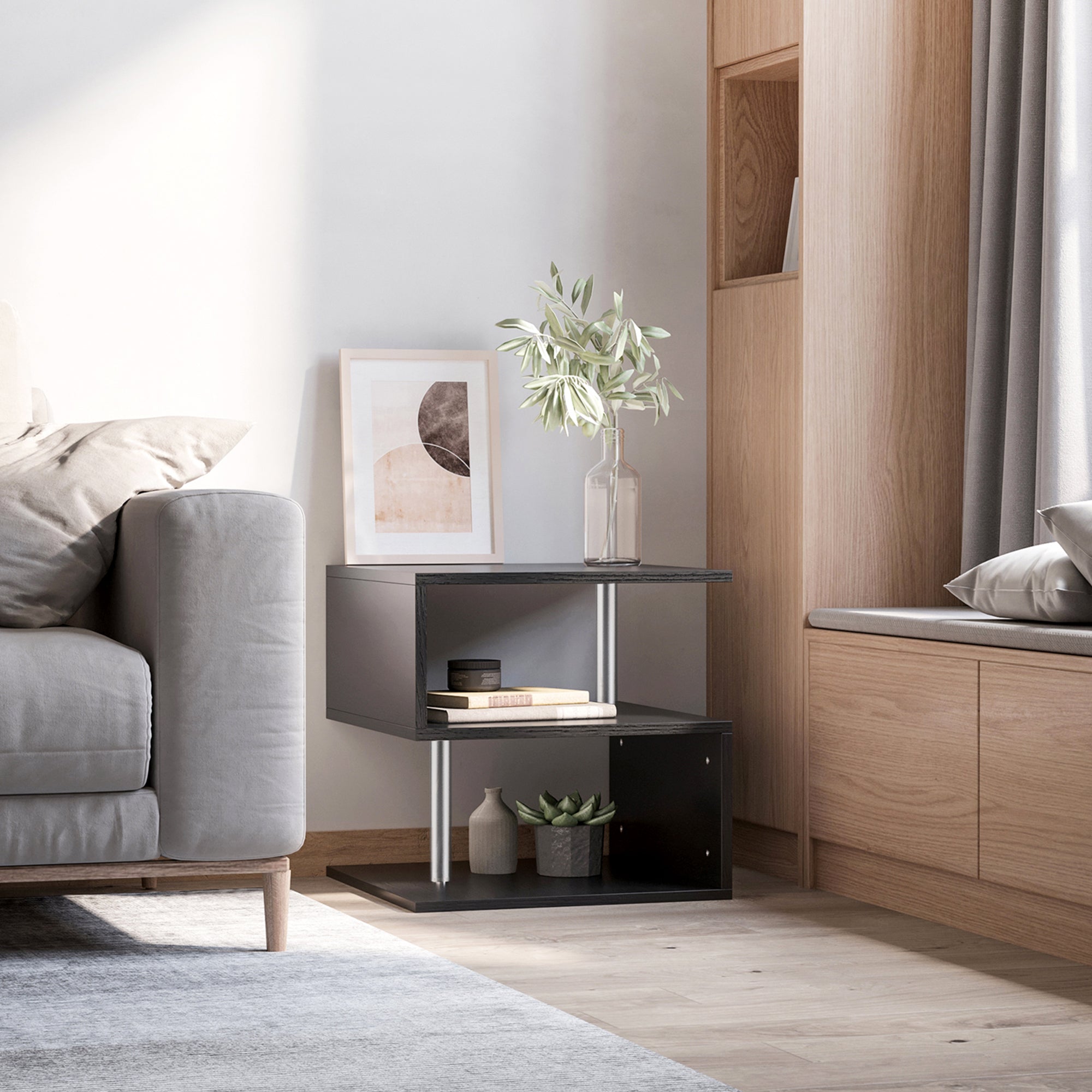 	 modern wooden storage shelf for home 